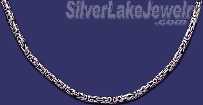 Sterling Silver 24" Byzantine Indonesian Handmade Toggle Necklac - Click Image to Close