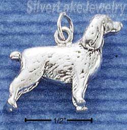 Sterling Silver Three Dimensional Spaniel Dog Charm - Click Image to Close