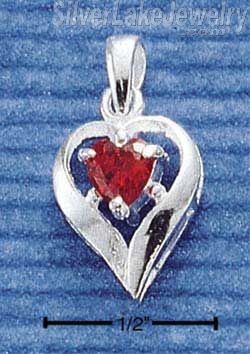 Sterling Silver January Cubic Zirconia Heart Pendant - Click Image to Close