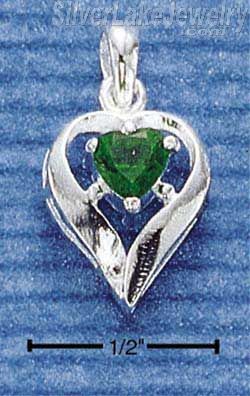 Sterling Silver May Cubic Zirconia Heart Pendant - Click Image to Close