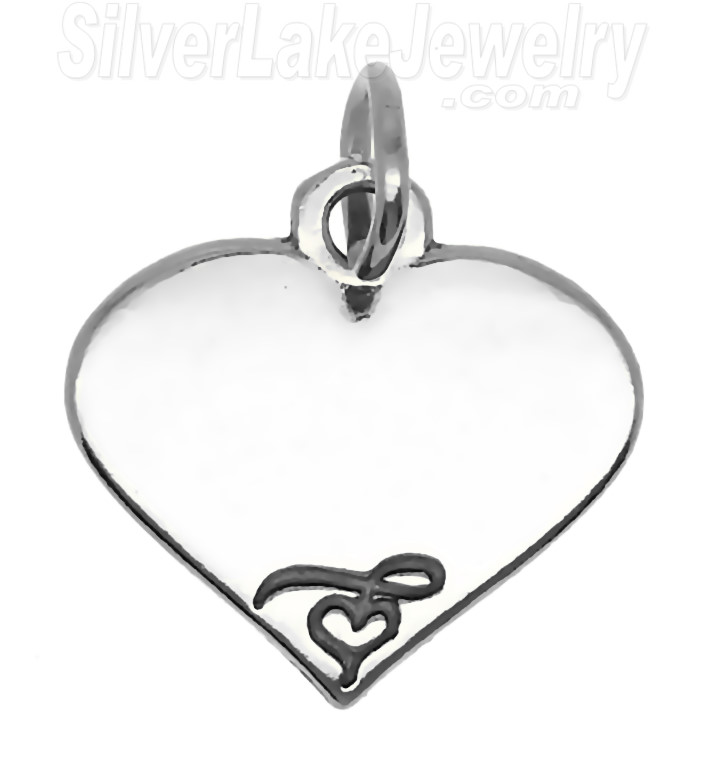 Sterling Silver Engravable Heart Charm With Heart Stamping - Click Image to Close