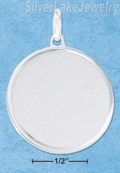 Sterling Silver 24mm Round Engravable Disk Charm With Satin Finish - Click Image to Close