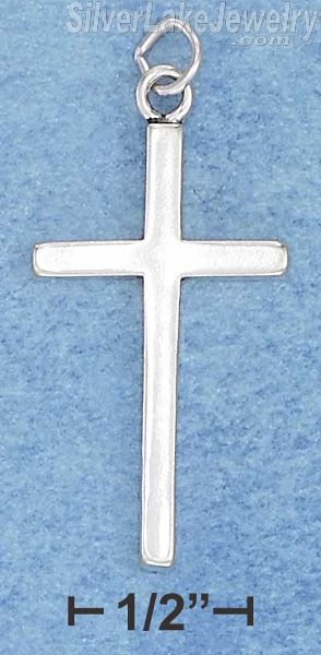 Sterling Silver High Polish Flat Cross Charm - Click Image to Close