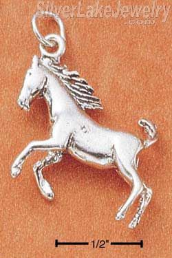 Sterling Silver Three Dimensional Rearing Horse Charm - Click Image to Close