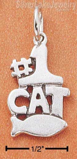 Sterling Silver "#1 Cat" Charm - Click Image to Close