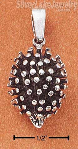 Sterling Silver Three Dimensional Hedgehog Pendant - Click Image to Close