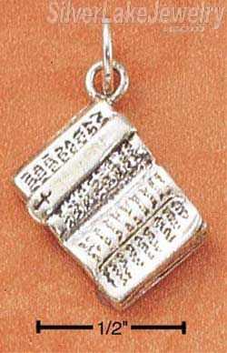 Sterling Silver Antiqued Double Sided Holy Bible Charm - Click Image to Close