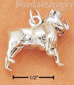 Sterling Silver Three Dimensional Bulldog Dog Charm - Click Image to Close