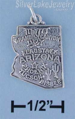 Sterling Silver Antiqued Arizona State Charm - Click Image to Close