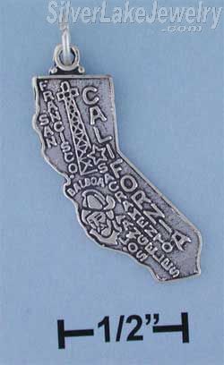 Sterling Silver Antiqued California State Charm - Click Image to Close