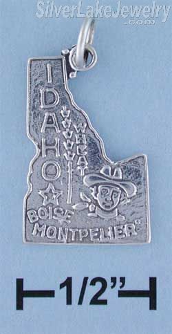 Sterling Silver Antiqued Idaho State Charm - Click Image to Close