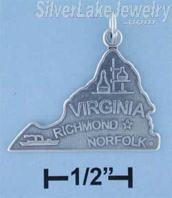 Sterling Silver Antiqued Virginia State Charm - Click Image to Close