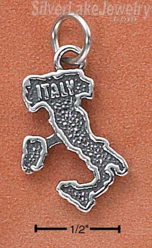 Sterling Silver Antiqued "Italy" Map Charm - Click Image to Close