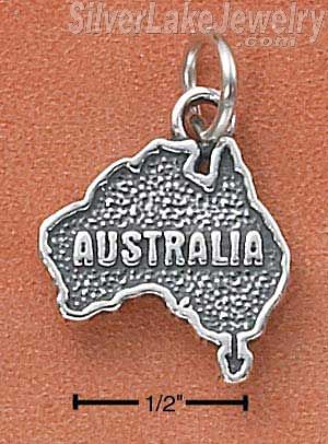 Sterling Silver Antiqued "Australia" Map Charm - Click Image to Close