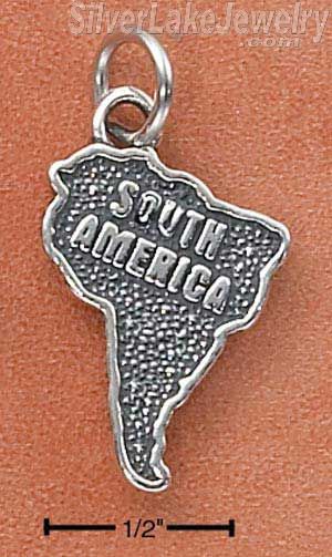 Sterling Silver Antiqued "South America" Map Charm - Click Image to Close