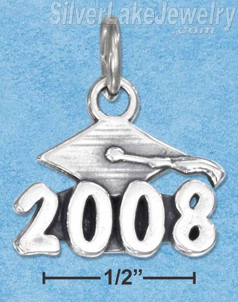 Sterling Silver "2008" Graduation Cap Charm - Click Image to Close