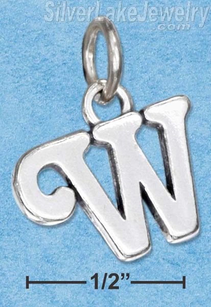 Sterling Silver Scrolled Letter "W" Charm - Click Image to Close