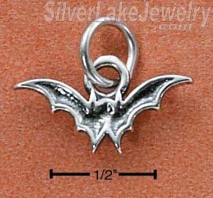 Sterling Silver Flying Bat Charm - Click Image to Close