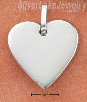 Sterling Silver High Polish Engravable Heart Pendant - Click Image to Close