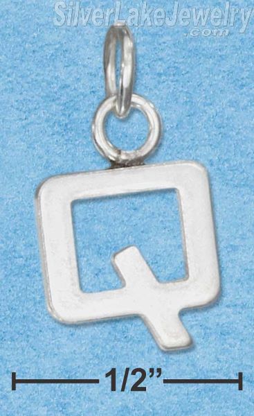 Sterling Silver Fine Lined Letter "Q" Charm - Click Image to Close