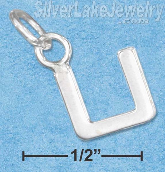 Sterling Silver Fine Lined Letter "U" Charm - Click Image to Close