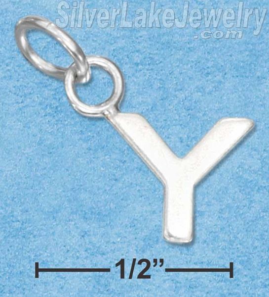 Sterling Silver Fine Lined Letter "Y" Charm - Click Image to Close