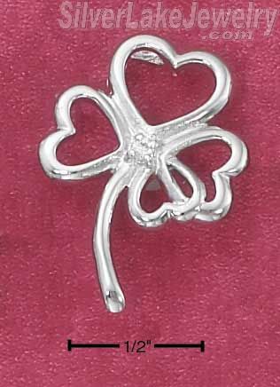 Sterling Silver Open 4 Leaf Clover Pendant With Center Cz - Click Image to Close