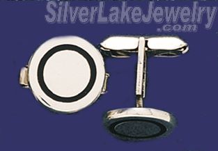 Sterling Silver Round Cufflinks - Click Image to Close