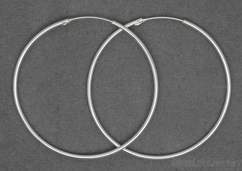 Sterling Silver 45mm Endless Hoop Earrings 1.3mm tubing - Click Image to Close