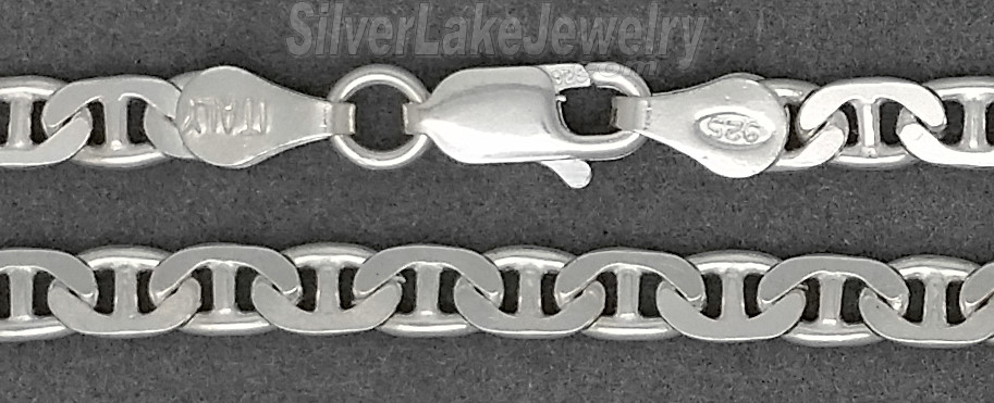 18" Sterling Silver Marina Mariner Chain 3.8mm - Click Image to Close