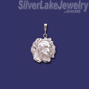 Sterling Silver DC Lion Head Charm Pendant - Click Image to Close