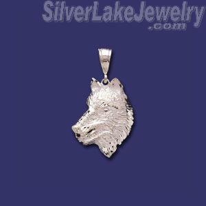 Sterling Silver DC Big Wolf Head Charm Pendant - Click Image to Close