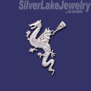 Sterling Silver DC Big Winged Dragon Charm Pendant - Click Image to Close