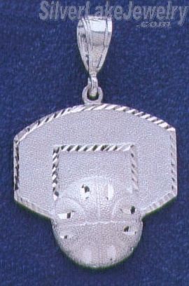 Sterling Silver DC Basketball & Backboard Charm Pendant - Click Image to Close