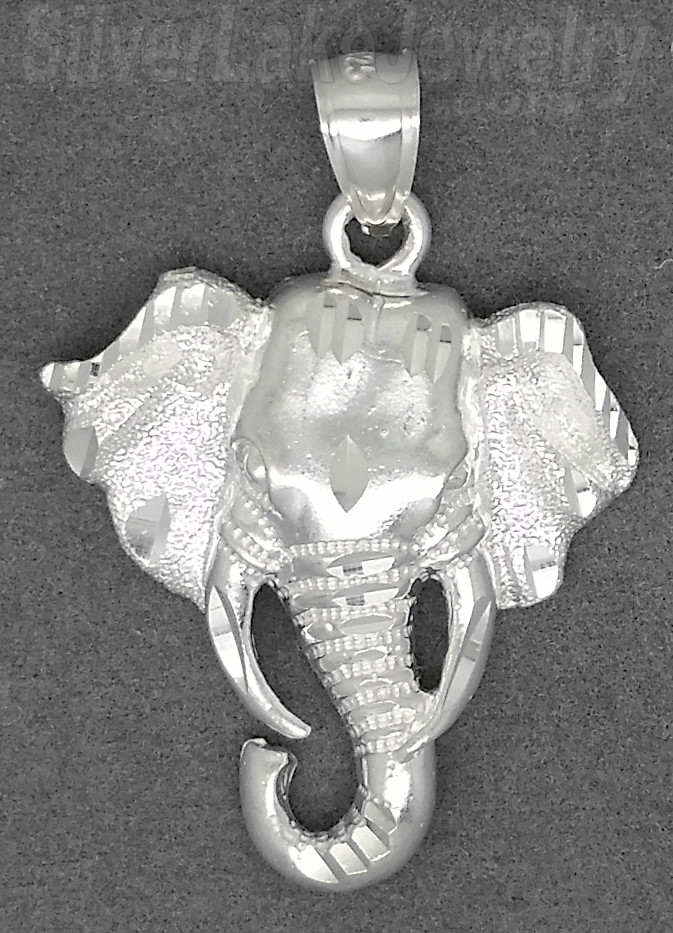 Sterling Silver DC Elephant Head Charm Pendant - Click Image to Close