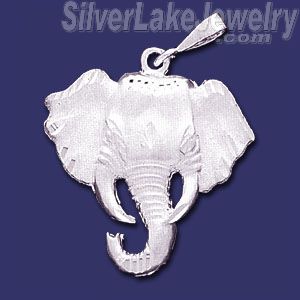 Sterling Silver DC Big Elephant Head Charm Pendant - Click Image to Close