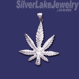 Sterling Silver DC Big Marijuana Pot Leaf Charm Pendant - Click Image to Close