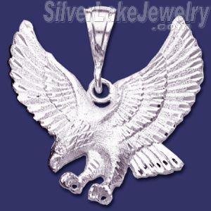 Sterling Silver DC Big Striking Eagle Charm Pendant - Click Image to Close