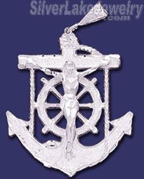 Sterling Silver DC Anchor Cross Crucifix Charm Pendant - Click Image to Close