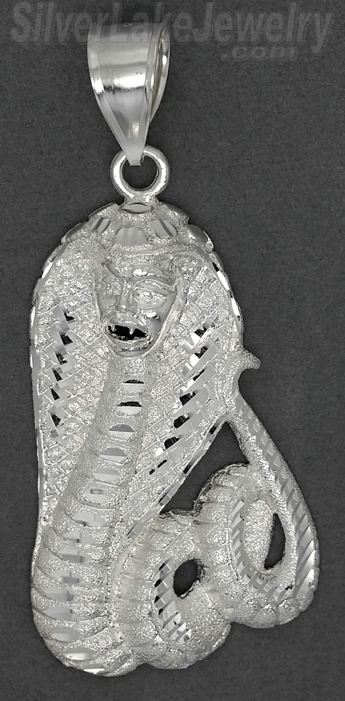 Sterling Silver DC Large Cobra w/Human Face Charm Pendant - Click Image to Close