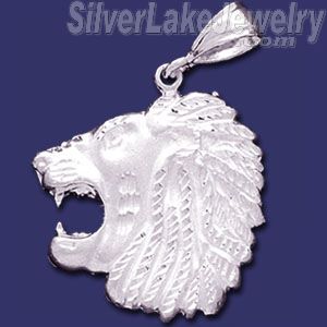 Sterling Silver DC Big Lion Head Charm Pendant - Click Image to Close