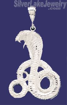 Sterling Silver DC Very Big Snake Cobra Charm Pendant - Click Image to Close