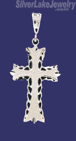 Sterling Silver Dia-Cut Cross Charm Pendant - Click Image to Close