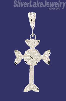 Sterling Silver Dia-Cut Cross Charm Pendant - Click Image to Close