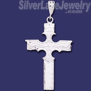 Sterling Silver Diamond-Cut Big Cross Charm Pendant - Click Image to Close