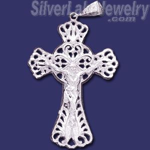 Sterling Silver DC Filigree Cross Crucifix Charm Pendant - Click Image to Close