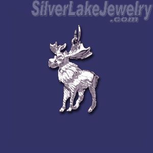 Sterling Silver Moose Elk Animal Charm Pendant - Click Image to Close