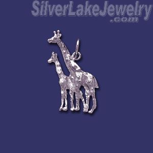 Sterling Silver Giraffes Mother/Calf Animal Charm Pendant - Click Image to Close