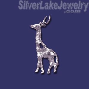 Sterling Silver Giraffe Animal Charm Pendant - Click Image to Close