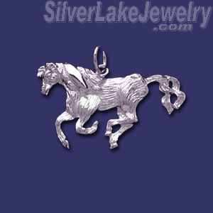 Sterling Silver Galloping Horse Animal Charm Pendant - Click Image to Close